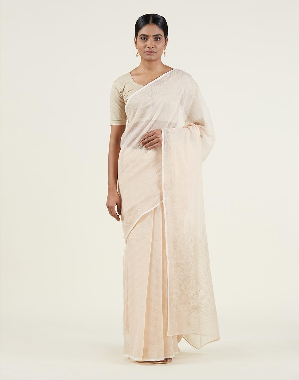 cotton silk chikankari sari