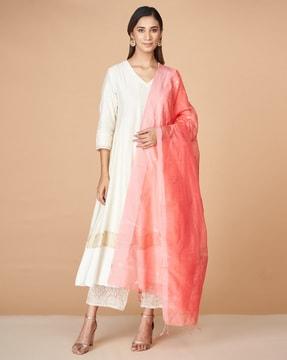 cotton silk dupatta with tassels