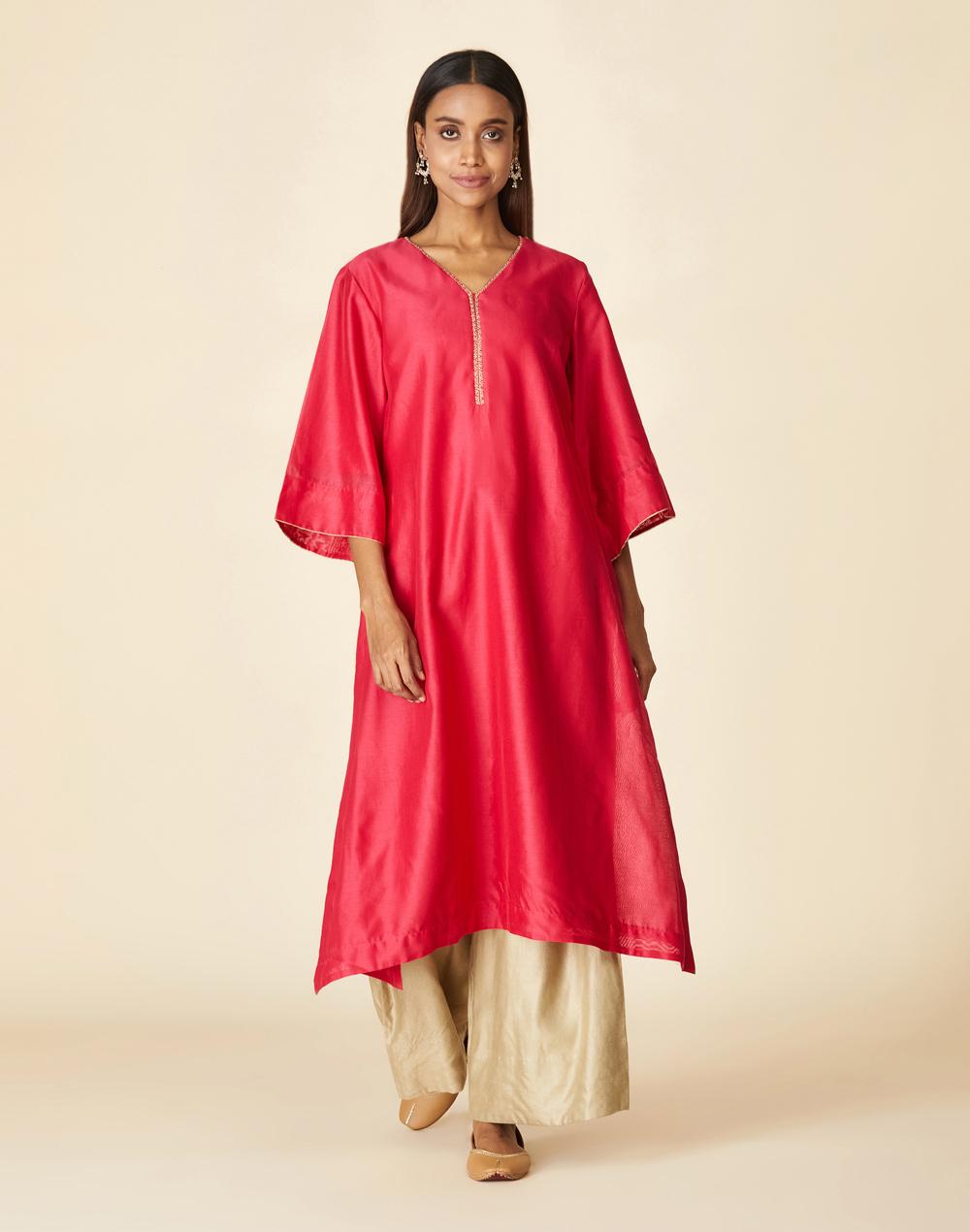 cotton silk embroidered long kurta