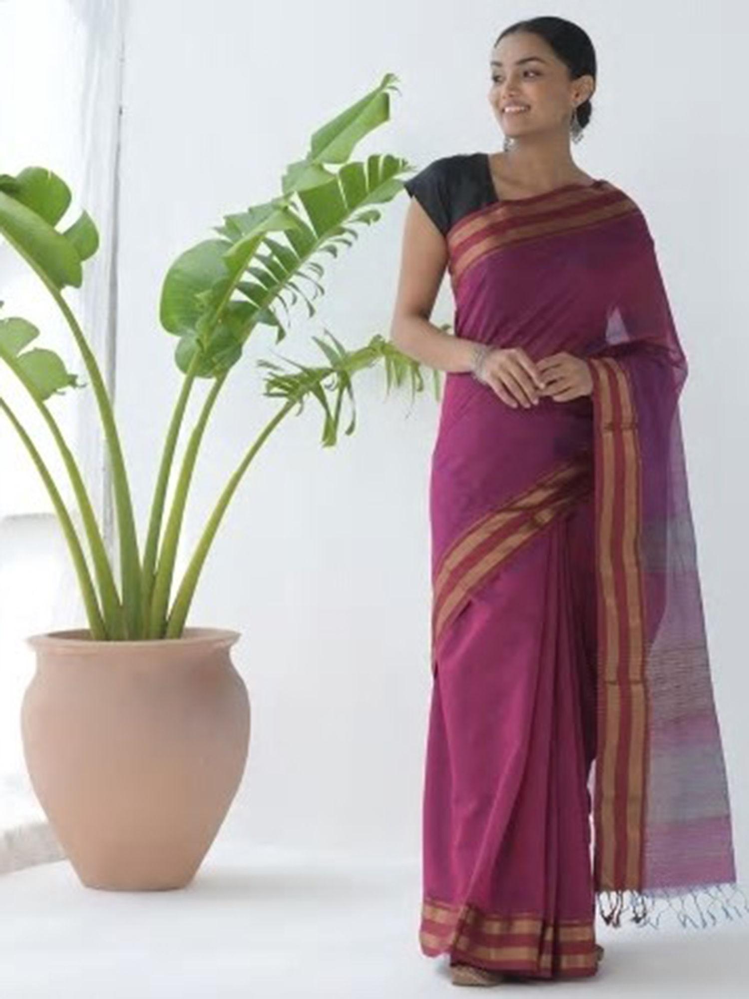 cotton silk gicha striped sari