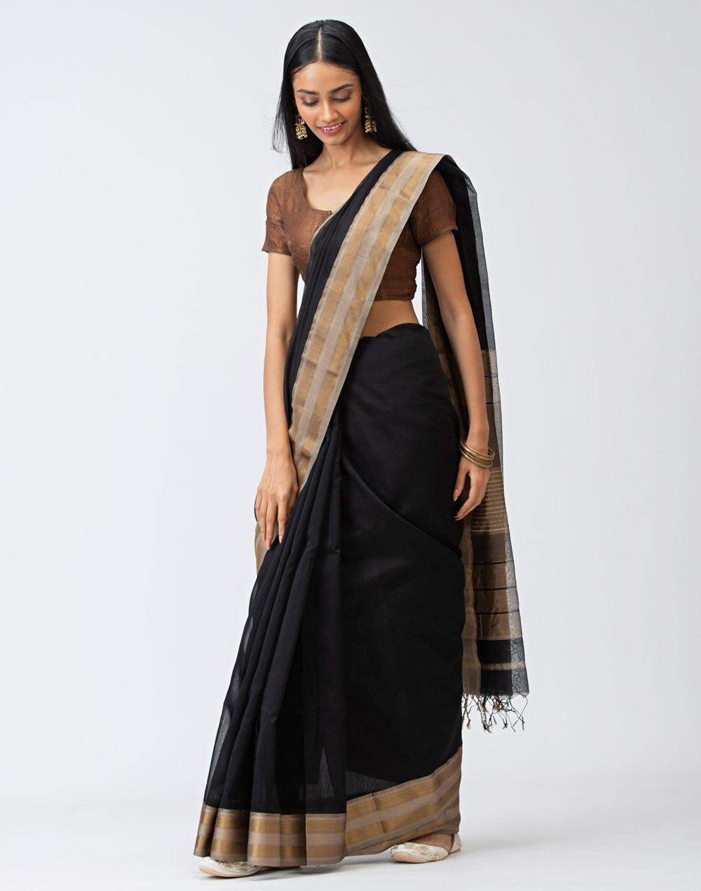 cotton silk gicha striped sari