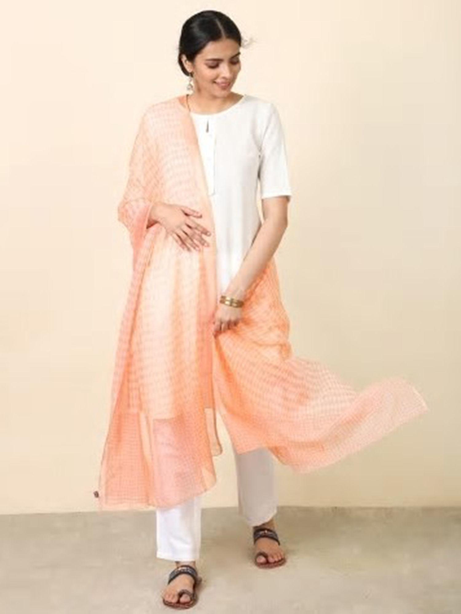 cotton silk hand block print dupatta