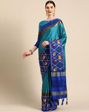 cotton silk heavy kutchi embroidery work saree saree