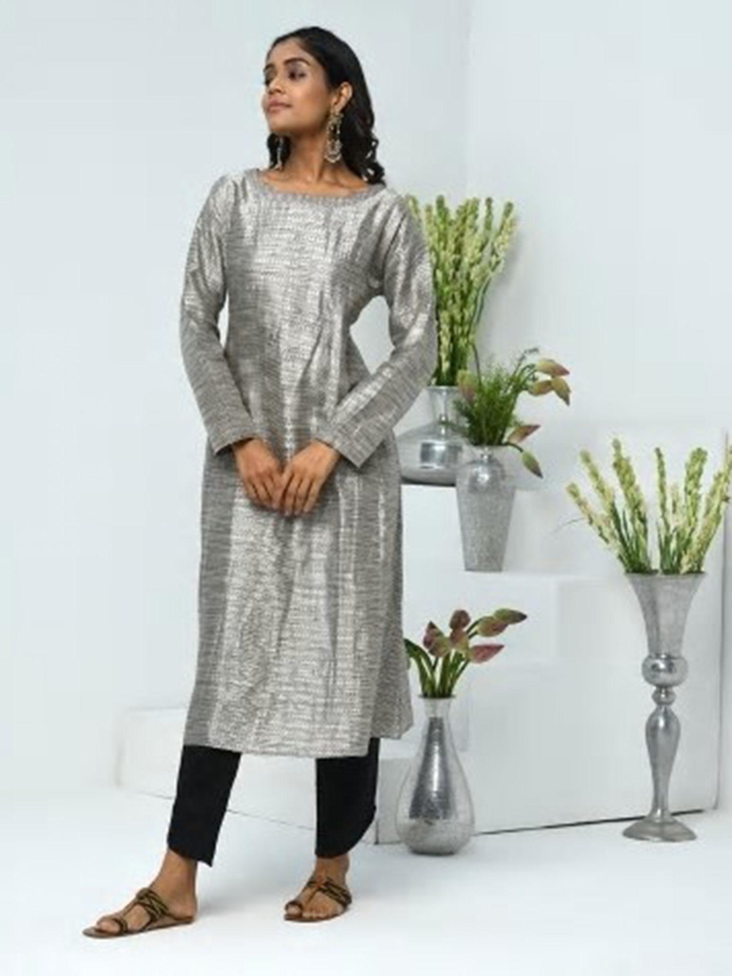 cotton silk kalidar long kurta