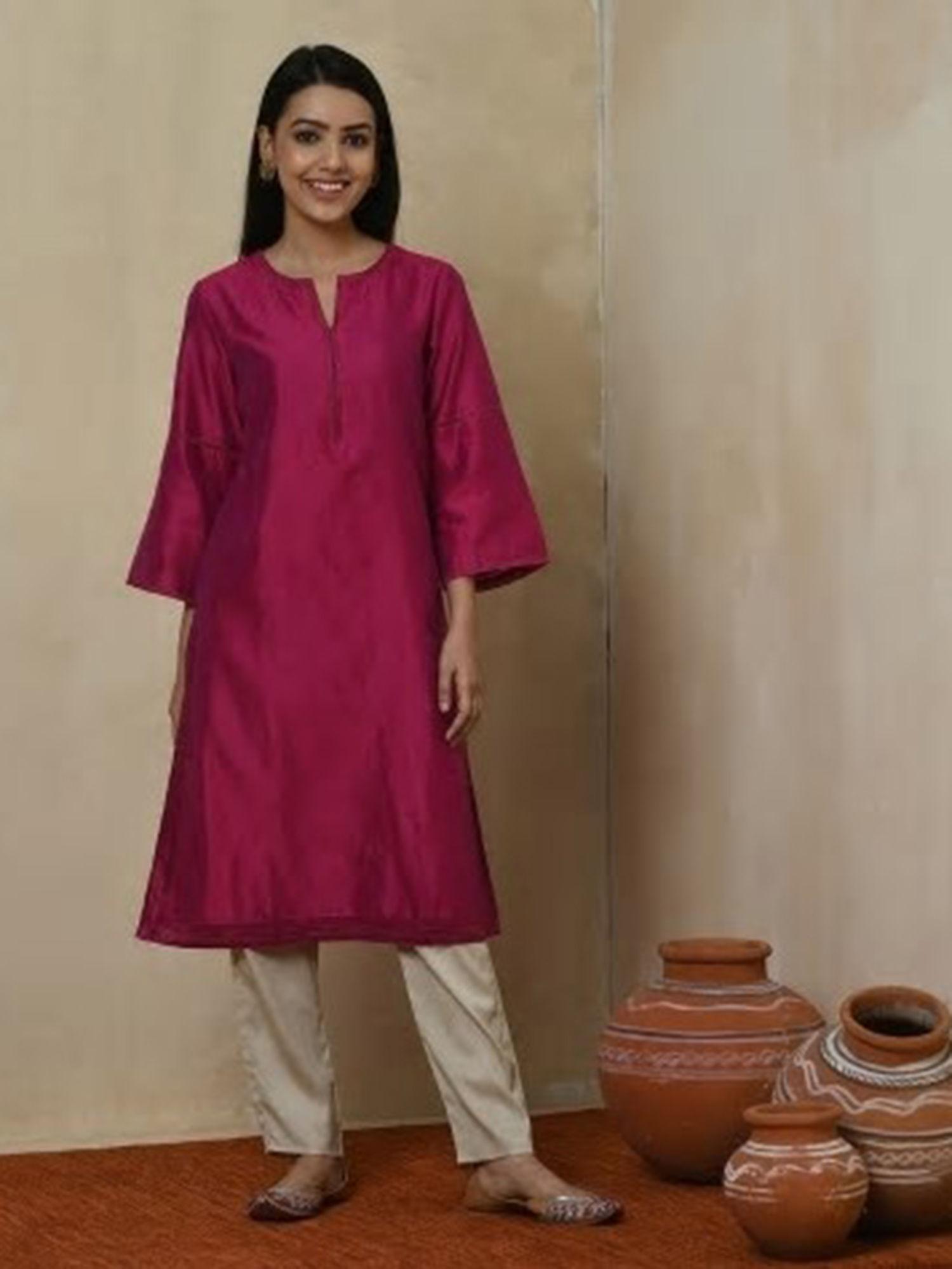 cotton silk knee length kurta