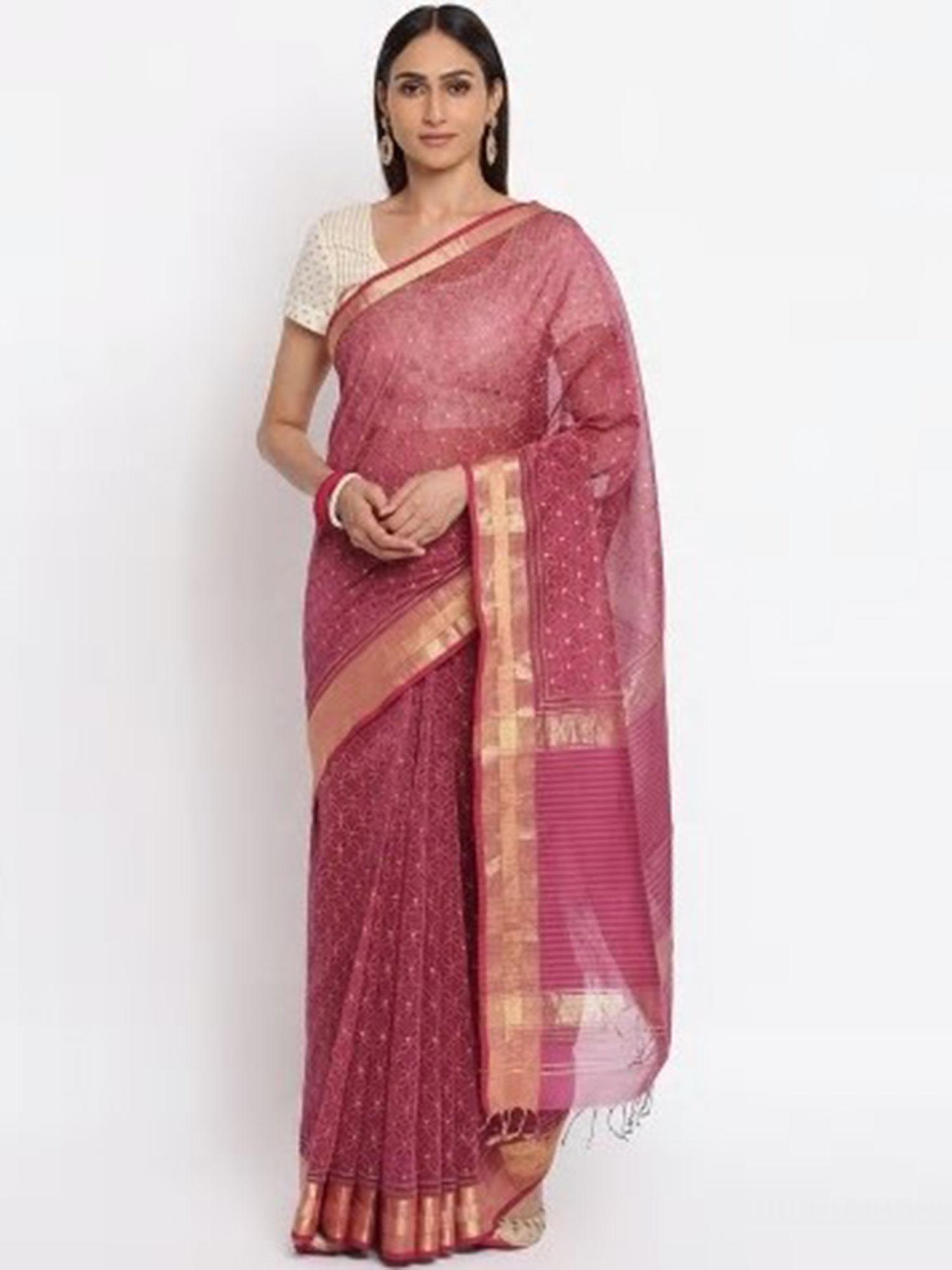 cotton silk maheshwari stitched sari