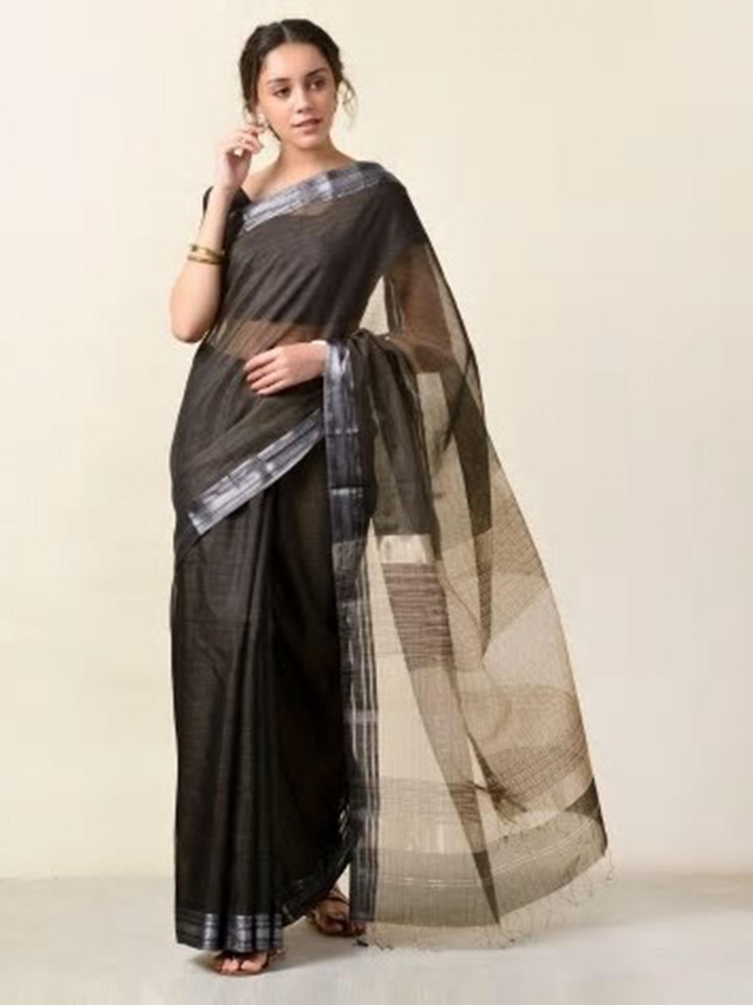 cotton silk maheshwari striped sari