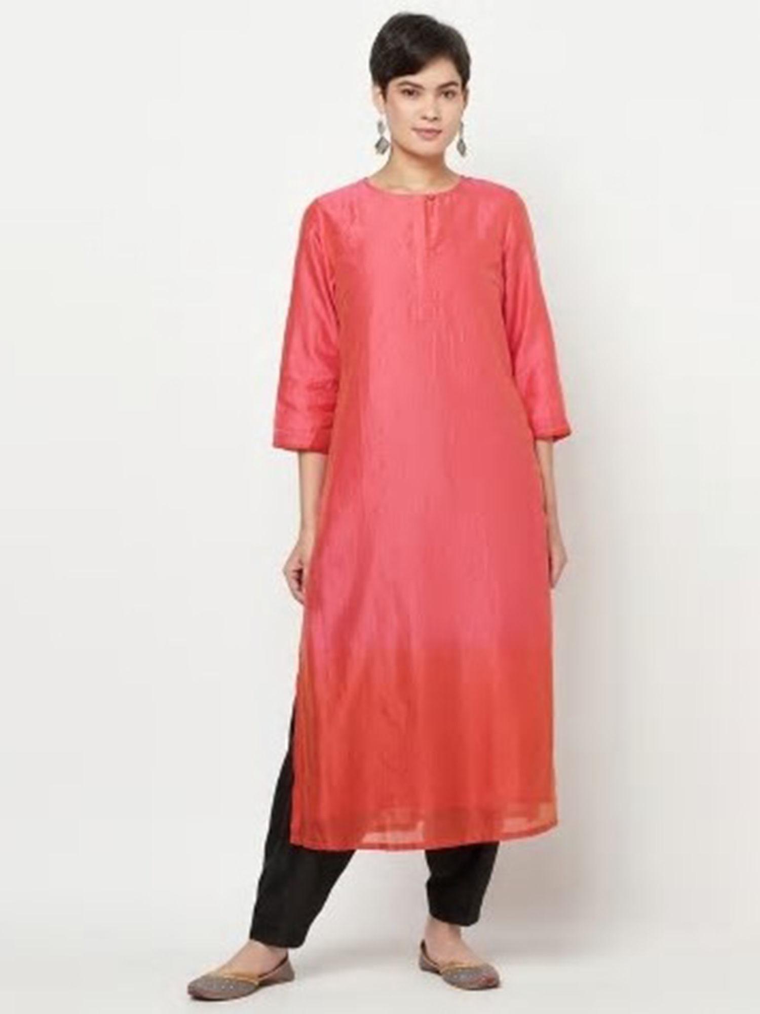 cotton silk ombre long kurta