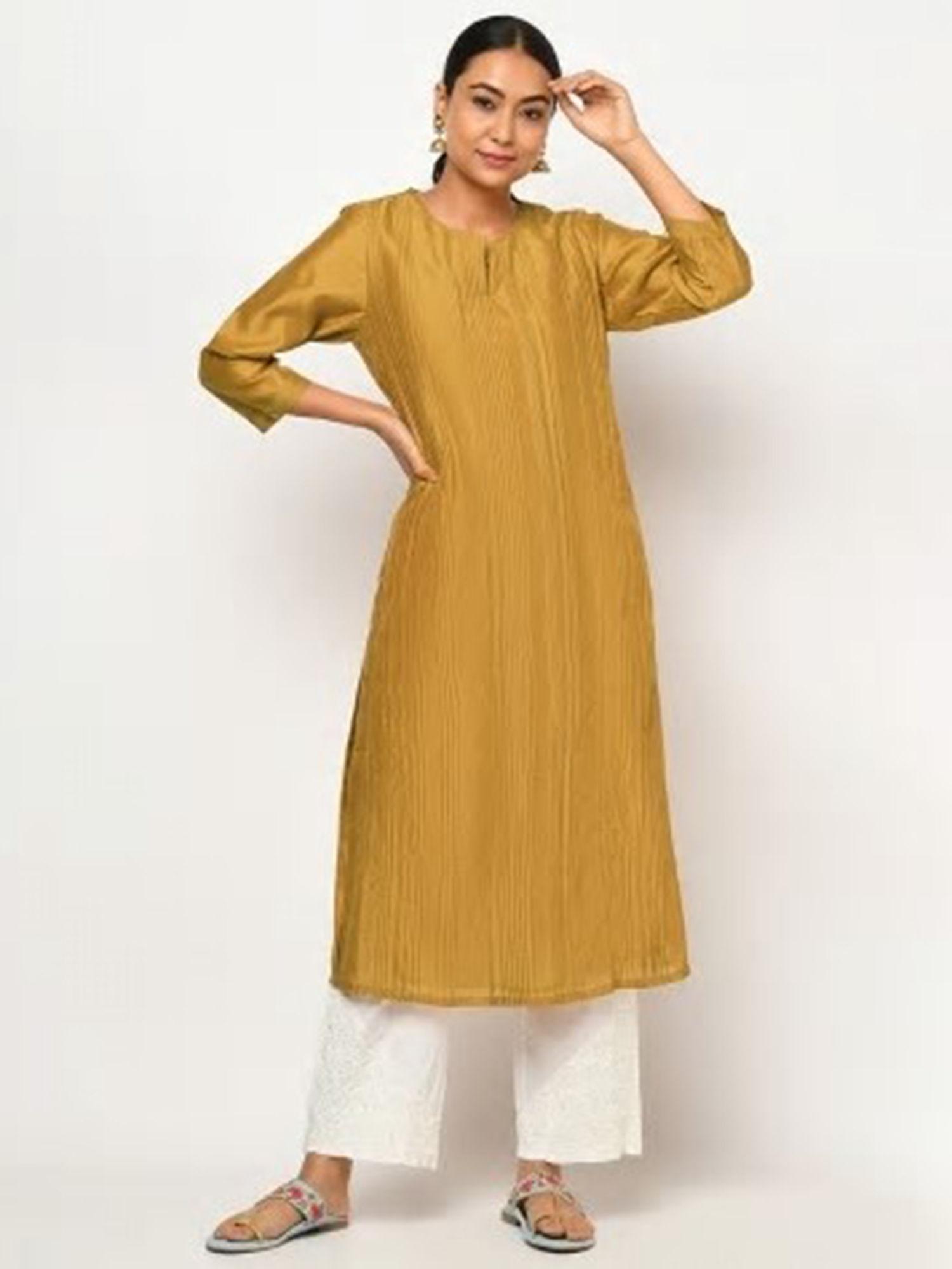 cotton silk pintuck long kurta