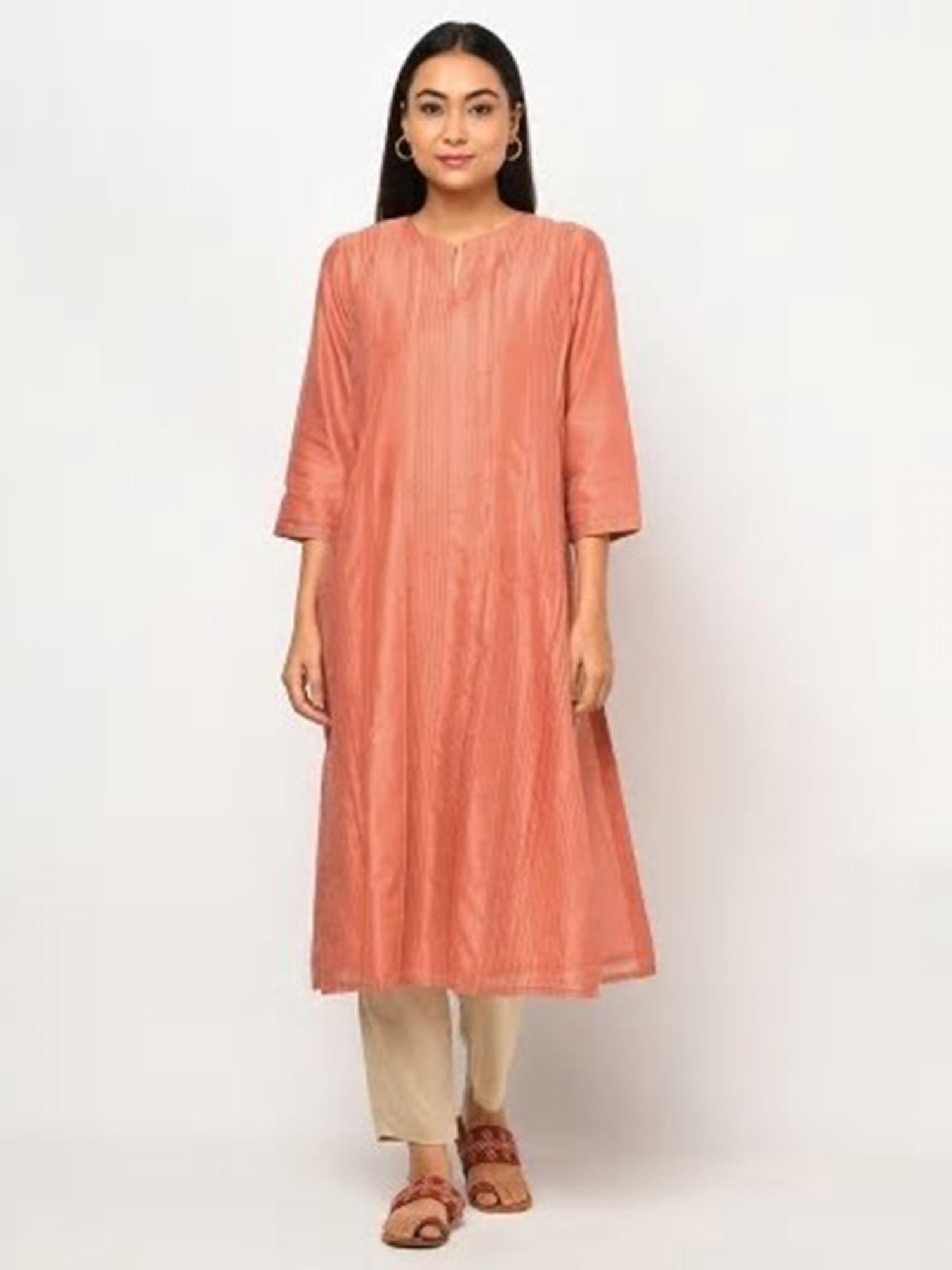 cotton silk pintuck long kurta