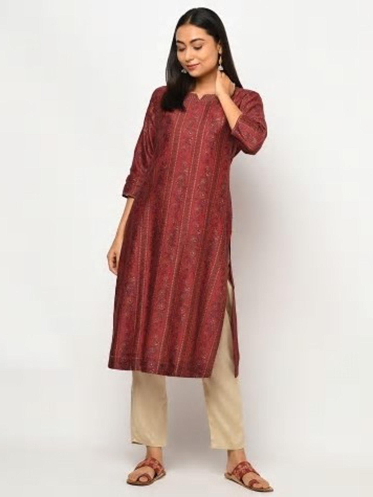 cotton silk printed long kurta