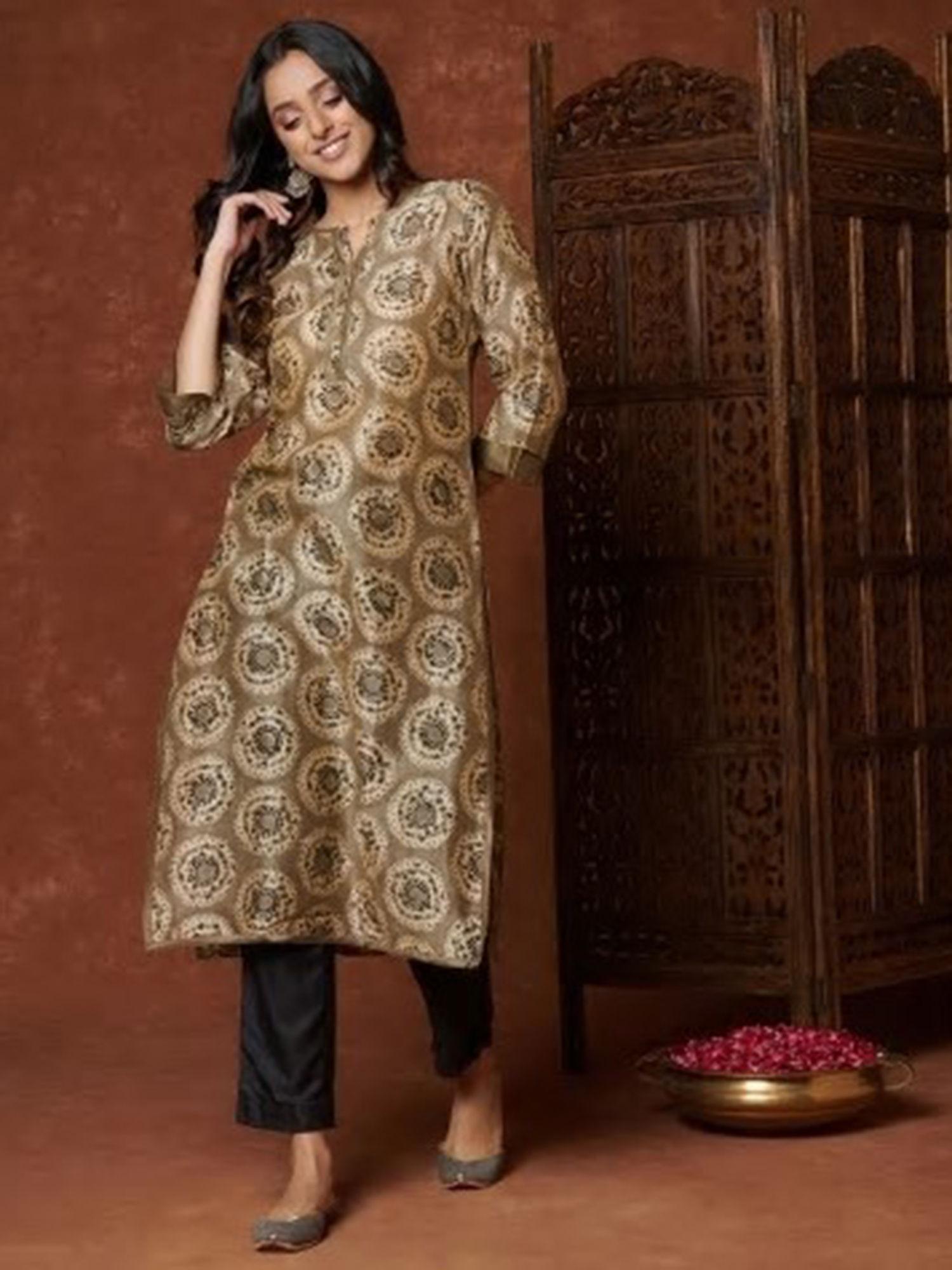 cotton silk printed long kurta