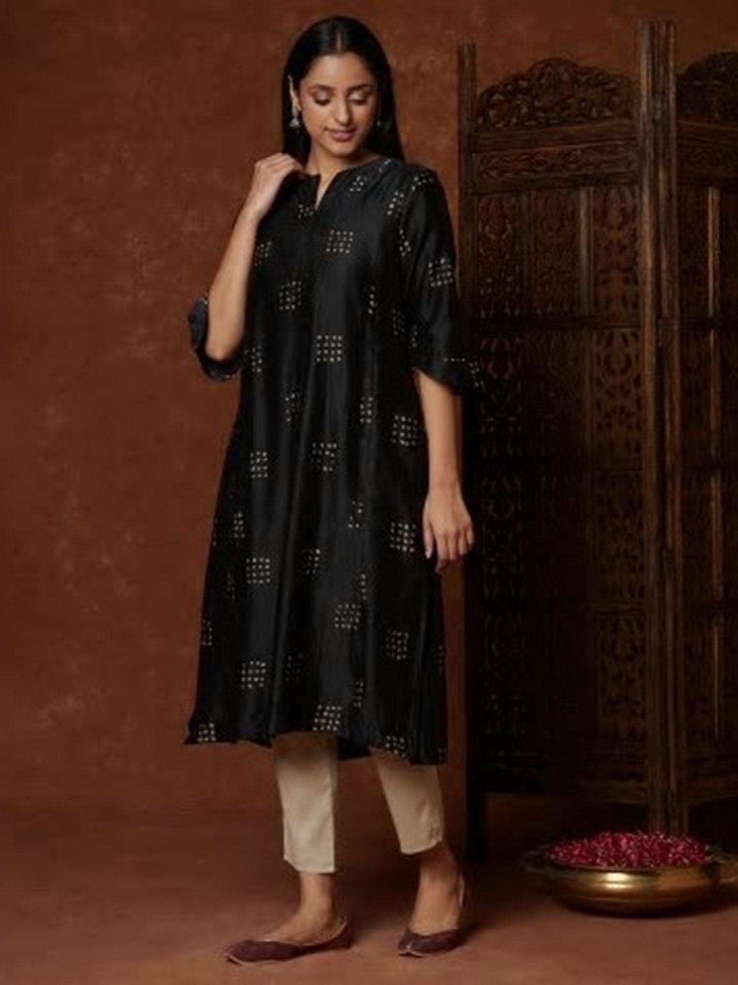 cotton silk printed long kurta