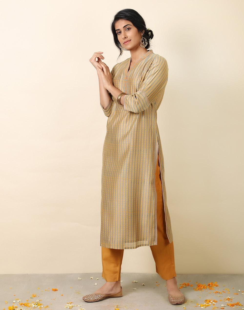 cotton silk printed long kurta