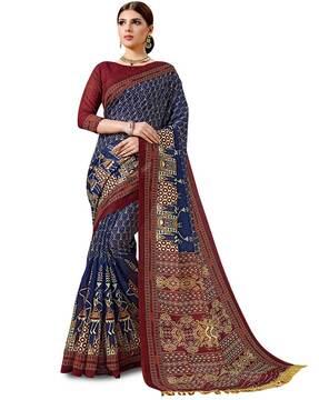 cotton silk printed traditional saree with blouse piece