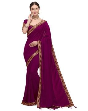 cotton silk saree with embroidered border