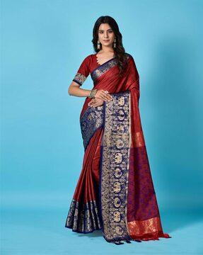 cotton silk saree with tassels