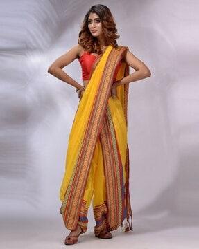 cotton silk saree with tassels