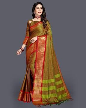 cotton silk saree with woven motifs
