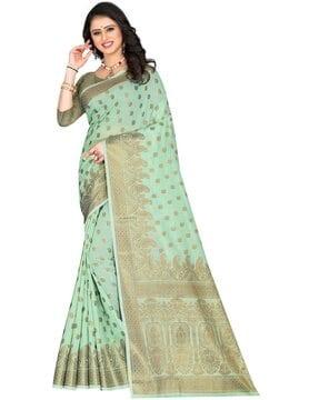 cotton silk saree with woven motifs