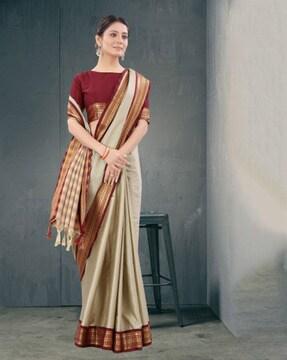 cotton silk saree with zari border