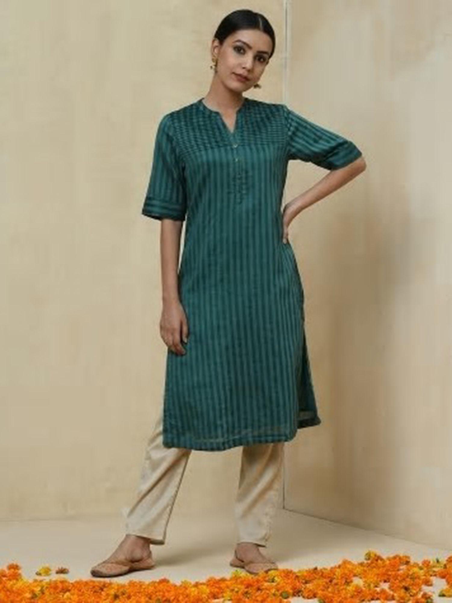 cotton silk straight knee length kurta