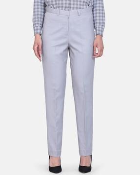 cotton slim fit flat-front pants