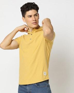 cotton slim fit hooded t-shirt