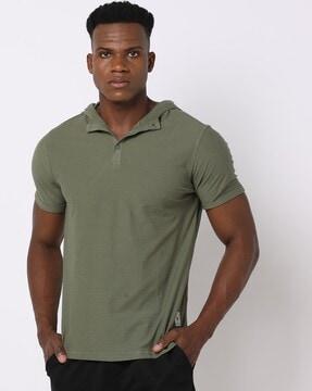 cotton slim fit hooded t-shirt