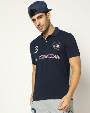 cotton slim fit polo t-shirt with 3d print