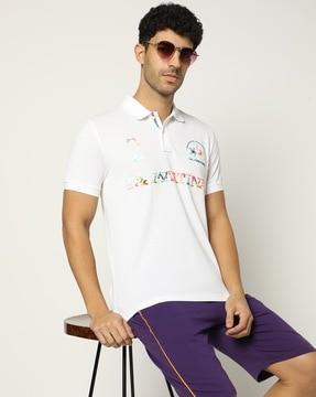 cotton slim fit polo t-shirt with 3d print