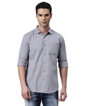 cotton slim fit shirt with patch pocket