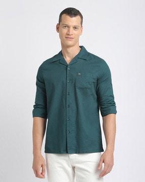 cotton slim fit shirt with patch pocket