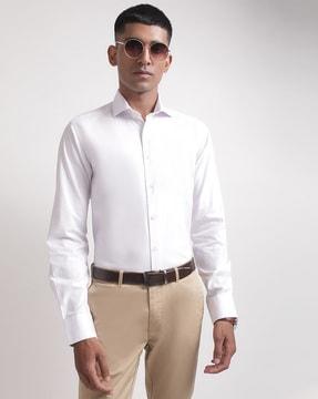 cotton slim fit shirt with spread collar