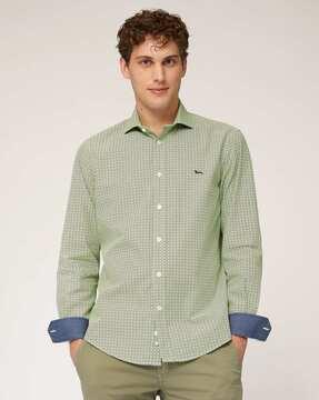 cotton slim fit shirt with wave print