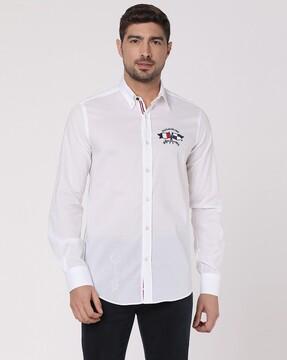 cotton slim fit solid shirt