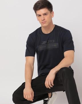 cotton slim fit t-shirt with placement logo