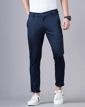 cotton slim fit trousers