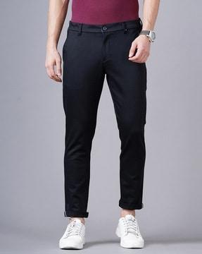 cotton slim fit trousers