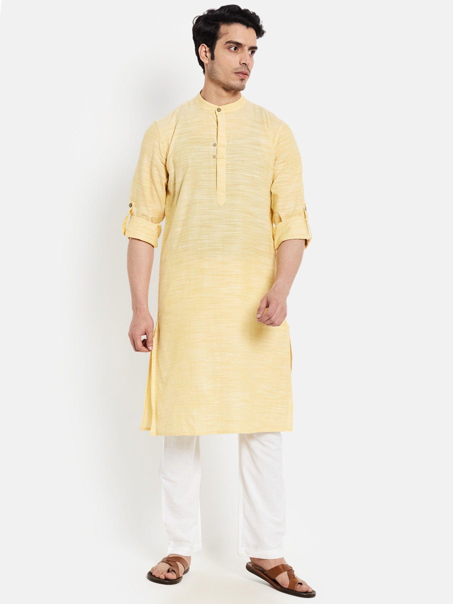 cotton slub slim fit long kurta