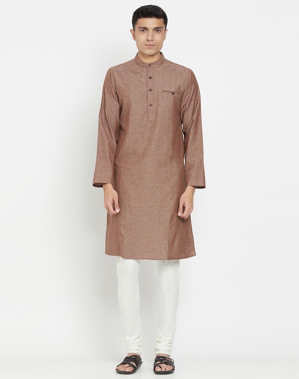 cotton slub slim fit long kurta