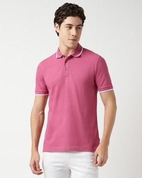 cotton solid regular fit polo t-shirt