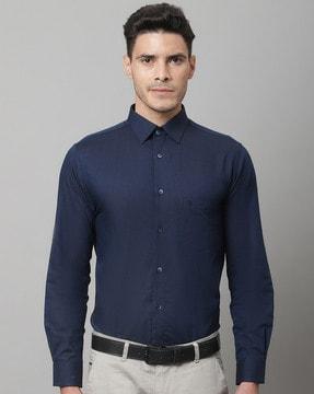 cotton spread-collar shirt