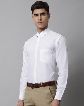 cotton spread-collar shirt