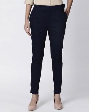 cotton straight fit pants with insert pocket