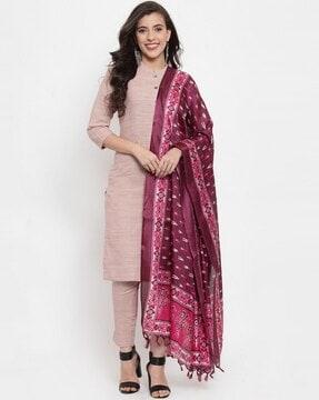 cotton straight kurta set with dupatta