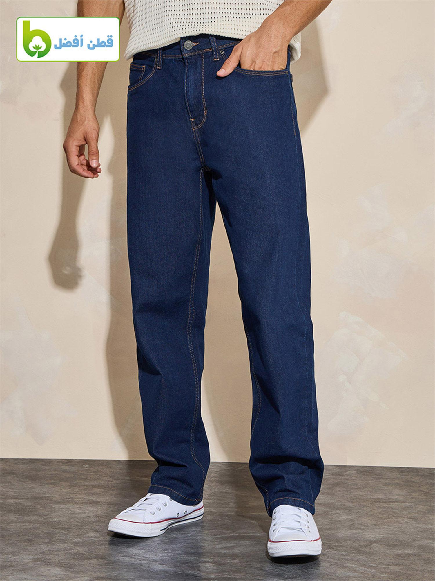 cotton stretch 5-pocket relaxed fit jeans