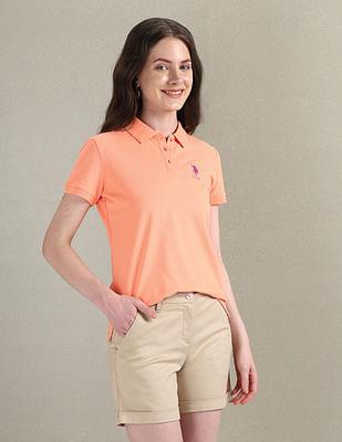 cotton stretch logo polo shirt