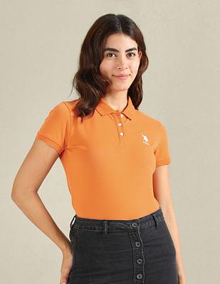 cotton stretch logo polo shirt