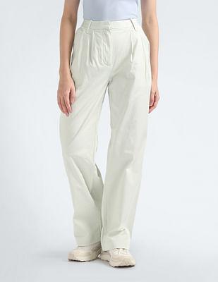 cotton stretch pleated utility pants